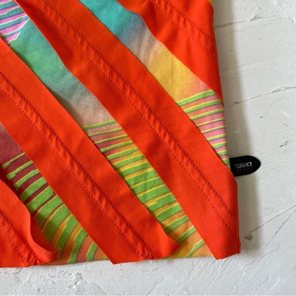 Versace Sport Y2K Retro Diagonal Stripes Colorful Funky Tank Top Size XL - Picture 5 of 11